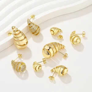 Gift Gold Plated Zirconia Stud Earrings Women Accessories Brass Drop Hoop Earrings Pave Fashion Jewelry for Women