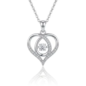 Gifts Heart Shaped Pendant Fashion Jewelry for Women 925 Silver Gold Plated Link Chain Necklace
