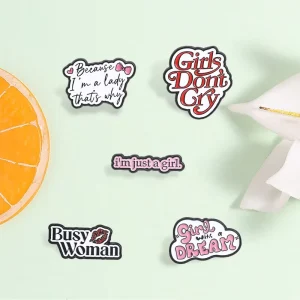 Girl Power Quote Enamel Pin Set Feminist Phrase Brooch for Backpack Decoration