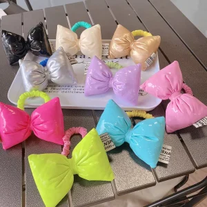 Girl Sweet Ball Head Small Intestine Fold Head String Ins Wind Rubber Band Cream Sweet Flower Design Kids Hair Tie