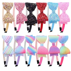Girls Cartoon Colorful Hair Bands Kids Bows Sequins Headbands Children’s Cute Glitter Hair Hoops for Hair Accessories