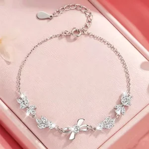 Girls Complex S925 Sterling Silver Bow Design Bracelet Ins New Light Luxury Niche High end Fashion All match Jewelry Luxury