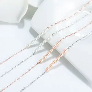 Girls Fashion Anklets Jewelry 925 Sterling Silver Freshwater Pearl Ankles