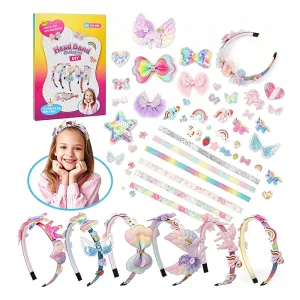 Girls Headband Bracelet Kit DIY Hair Clips Rings Rhinestone Jewelry Accessories Creative Birthday Craft Toy Party Gift