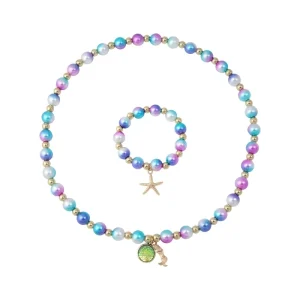 Girls Jewelry Mermaid Necklace Bracelet Set Dress up Pretend Play Jewelry Gifts Halloween Costume Jewelry accessories