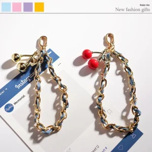 Girly Cherry Chain Denim Blue Keychain Bag Charm Decoration Blue Gift
