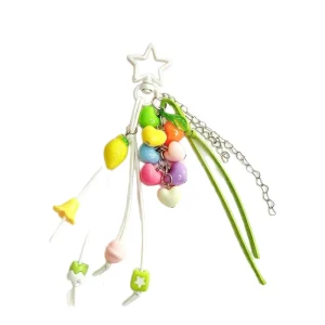 Girly Heart Bag Charm Colorful Keychain Accessory Key Ring Ornament