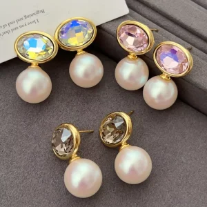 Glass Pearl Drop Earrings Fashion Jewelry