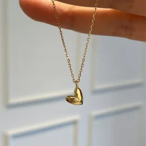 Glowluxe 925 Sterling Silver Heart Pendant Necklace 18K Gold Plated Fashionable Trendy Jewelry for Weddings and Engagements