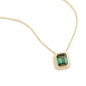 Glowluxe Fashion Dainty 925 Sterling Silver Jewelry Square Green Zircon Pendant Necklaces