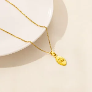 Gold 304 Stainless Steel Infinity Pendant Link Chain Minimalist High Polish Geometric Medal for Unisex Men Women Necklace