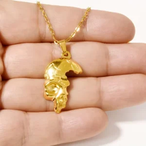 Gold 304 Stainless Steel Skull Pendant Link Chain Irregular Skeleton Halloween Gothic Punk Jewelry for Unisex Men Women