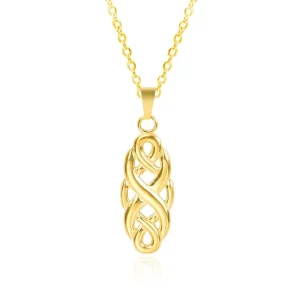 Gold 304 Stainless Steel Witch Knot Pendant Link Chain Celtic Triquetra Wiccan Medal for Unisex Men Women Necklace Jewelry