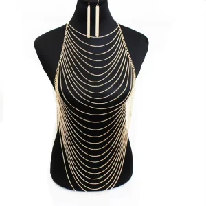 Gold Bra Body Chains Full Body Chain Jewelry for Women Costume Gold Metal Body Chain Harness