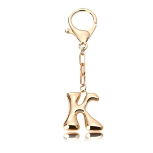Gold Bubble Initial Keychains Letter Bag Charms for Women Alphabet Keyrings Purse Handbag Accessories
