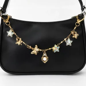 Gold Butterfly Rhinestone Pearl Star Charm Bag Pendant Chain Set Purse Chains with Charms