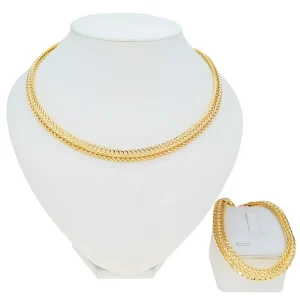 Gold Chain Necklace Earrings Set Women Wedding Bridal Pendant Jewelry Girl Jewellery Set