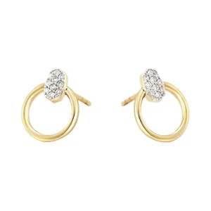 Gold Color 925 Sterling Silver Crystal Stud Earrings for Girls