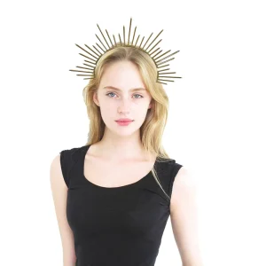Gold Color Goddess Crown Halloween Party Costume Sun Goddess Oversize Headband Halo Headdress
