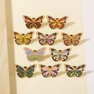 Gold Colorful Metal Butterfly Brooch Insect Animal Medal for Womens Girls Clothes Bag Hat Lapel Badges Enamel Pins Item Set