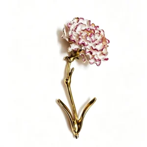 Gold Colorful Metal Carnation Brooch Flower Botanical Bloom Medal for Womens Girls Clothes Bag Hat Lapel Badges Enamel Pins Item