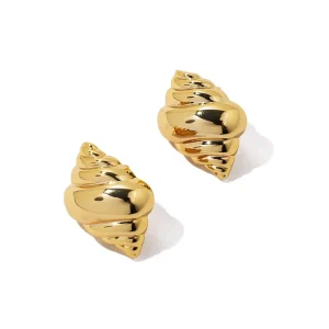Gold Conch Shell Earrings Chunky Gold Plated Spiral Statement Earrings Fashion Beach Ocean Jewelry Earrings for Women