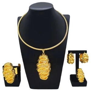 Gold Designs Women Jewellery Set Party Fine Costume Jewelry Set Big Necklace Jewellery Set