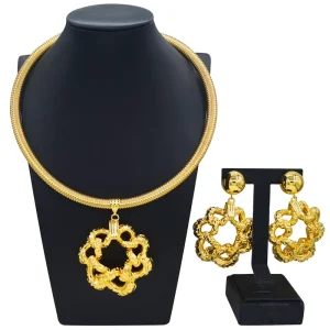 Gold Designs Women Jewellery Set Party Fine Costume Jewelry Set Big Necklace Jewellery Sets HK135914