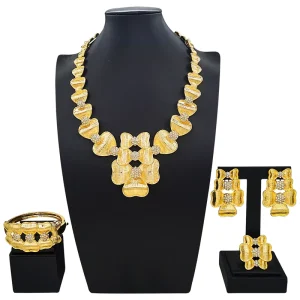 Gold Designs Women Jewellery Set Party Fine Costume Jewelry Set Luxury Big Necklace Jewellery Sets