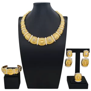 Gold Designs Women Jewellery Set Party Fine Costume Jewelry Set Luxury Big Necklace Jewellery Sets