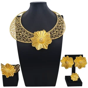 Gold Designs Women Jewellery Set Party Fine Costume Jewelry Set Luxury Big Necklace Jewellery Sets