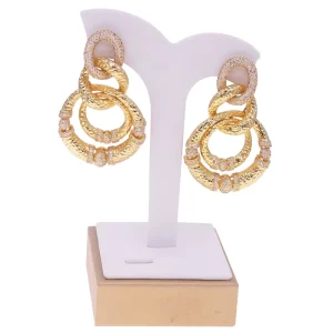 Gold Large Earring Pendant Set for Bridal Wedding Accessories HE2300439