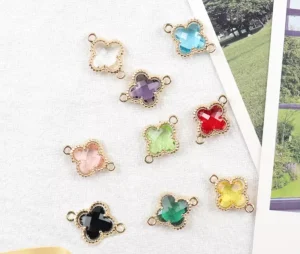 Gold Metal Colors Crystal Leaf Pendant