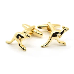 Gold Mini Kangaroo Novelty Cufflinks Custom Men’s Suit Shirt Fashion Accessory Wedding Tuxedo Trendy Jewelry Gift Set
