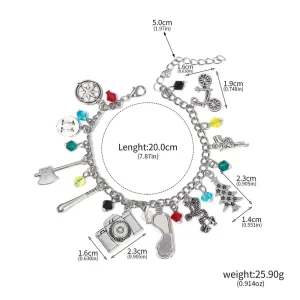 Gold OES Link Chain Bracelet for Women Freemason Jewelry Eastern Star Order Charms Ankle Bracelets for Christian Occasions Gifts