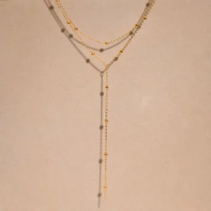 Gold PVD Stainless Steel Chic Collarbone Necklace Durable Retail Display Minimalist Charm Chain Accessory