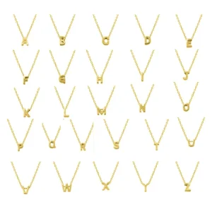 Gold Plated 26 Letter Necklace 925 Sterling Silver Initial Letter Pendant Necklace