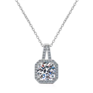 Gold Plated 925 Sterling Silver Fine Jewellery Lab Grown Diamond Luxury 2CT Moissanite Pendant Wedding Gifts for Women