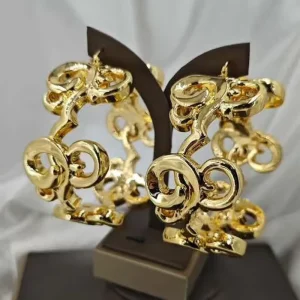 Gold Plated Abstract Sculptural Swirl Hoop Earrings Bold Organic Fluid Metal Jewelry for Women Non Tarnish EK833
