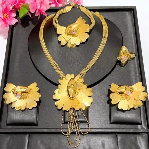 Gold Plated Angel Jewelry Set Earrings Necklace for Women Party Daily Wear Stylish Accessory HK1663