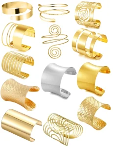 Gold Plated Arm Cuff Punk Bangle Bracelets Fashion Open Wide Wrist Cuff Bracelets Gifts for Women