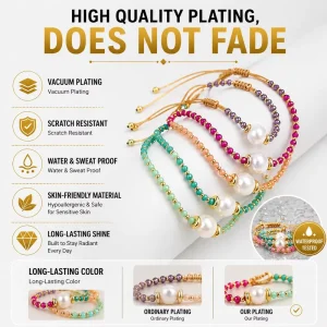 Gold Plated Beaded Pearl Bracelet Women Handmade Friendship Boho Beach Gift Sets Crystal Bead Bracelet
