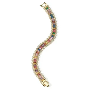 Gold Plated Brass Copper Fashion Jewelry Colorful Zircon Bracelet