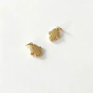 Gold Plated Brass Hamsa Hand Charm Pendant Unisex Hand of Fatima DIY Jewelry Making Bracelet Necklace Earring Craft Accessories