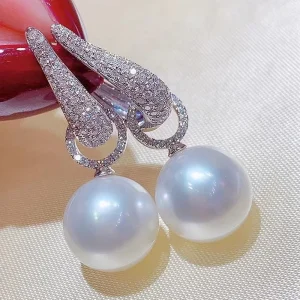 Gold Plated Brass Imitation Pearl Pendant Earrings Detachable Design Women’s Gift