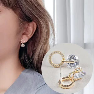 Gold Plated Brass Stud Earrings for Women Trendy Wedding Jewelry 4 Colors Round Design