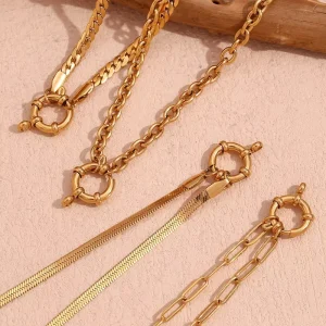 Gold Plated Chain Necklace for Man Women Stainless Steel Choker