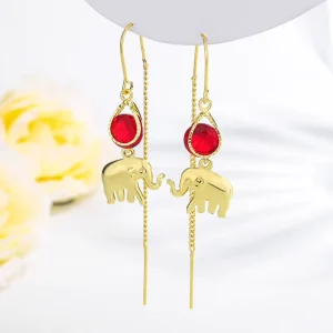 Gold Plated Christmas Elk Drop Earrings Cute Butterfly Shape Enamel Red Zirconia Main Stone Dangle Fashion Jewelry