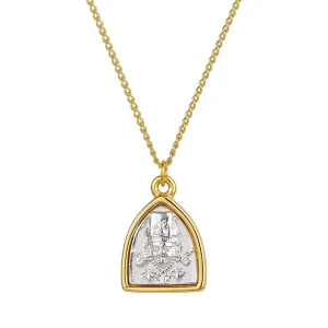Gold Plated Coin Relief Pendant Necklace Cubic Zircon Vintage Charm Fashion Jewelry B2B Minimalist