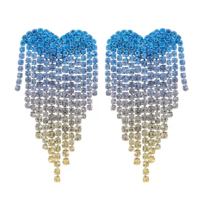 Gold Plated Copper Alloy Butterfly Heart Rhinestone Stud Earrings with Micro Insert for Women’s Anniversary Gift Trendy Design